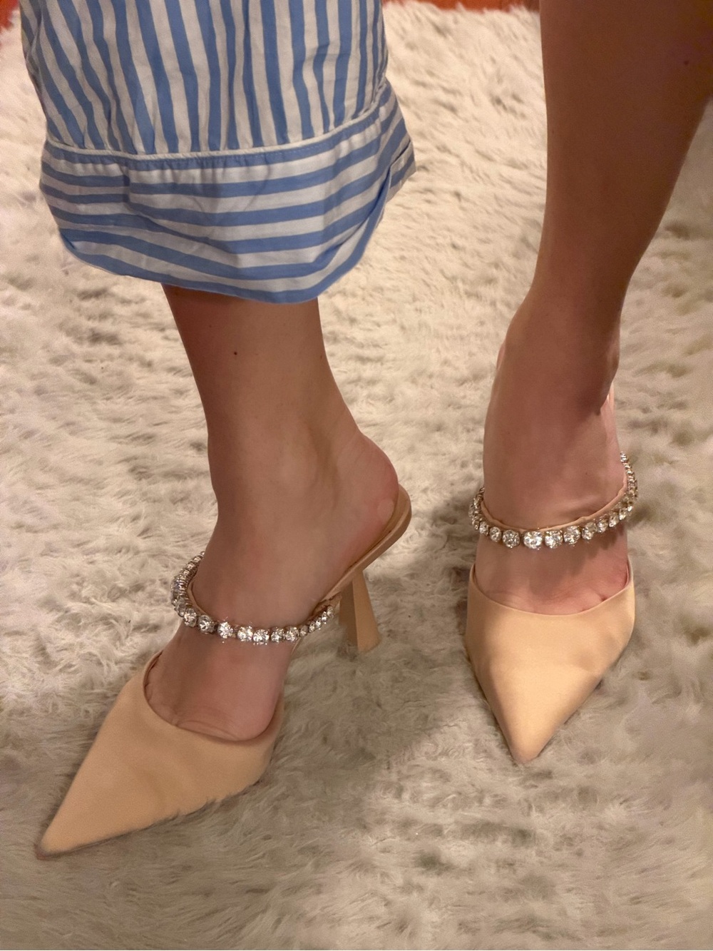 Zara Jeweled Satin Mule Nude - Picture 7 of 12